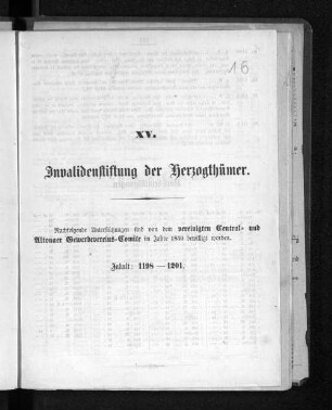 XV. Invalidenstiftung der Herzogthümer.
