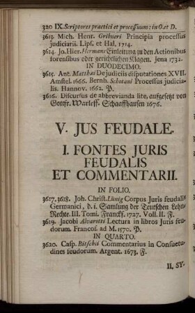 V. Jus Feudale.