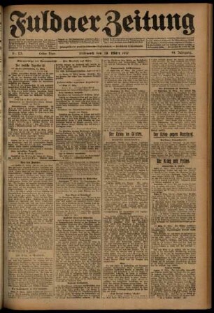 Erste Ausgabe vom Mittwoch, den 28. März 1917.