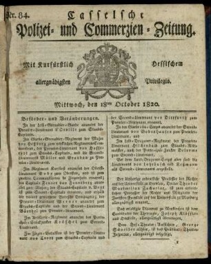 Nr. 84, Mittwoch, den 18ten October 1820
