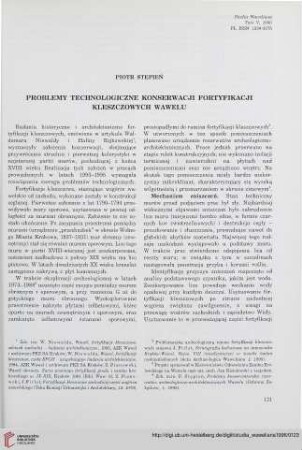 5: Problemy technologiczne konserwacji fortyfikacji kleszczowych Wawelu