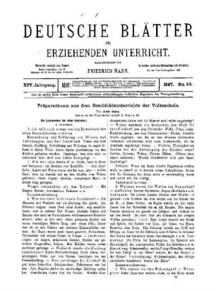 Präparationen aus dem Geschichtsunterrichte der Volksschule