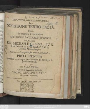 Disputatio Juridica Inauguralis De Solutione Tertio Facta