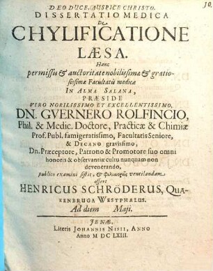 Dissertatio Medica De Chylificatione Laesa