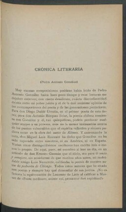 Crónica literaria : (Pedro Antonio González)
