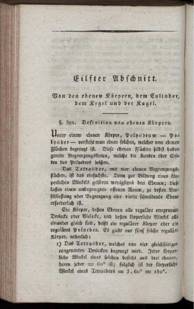 Eilfter Abschnitt. von den ebenen Körpern, dem Cylinder, dem Kegel und der Kugel.