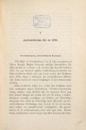 Meddelanden från Svenska Riksarkivet : for åren .... 6. 1882