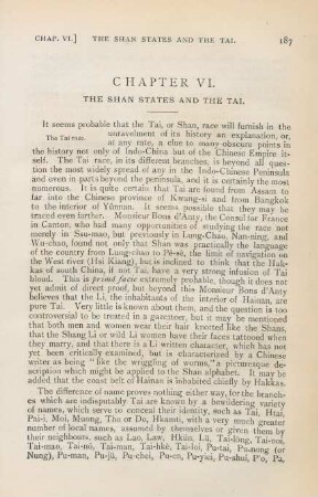 Chapter VI. The Shan states and the Tai