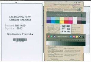 Entnazifizierung Franziska Breidenbach , geb. 17.01.1922 (Postangestellte)