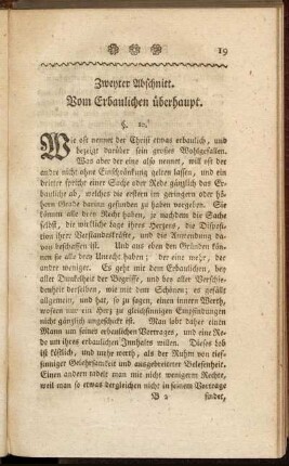 Zweyter Abschnitt. Vom Erbaulichen überhaupt.