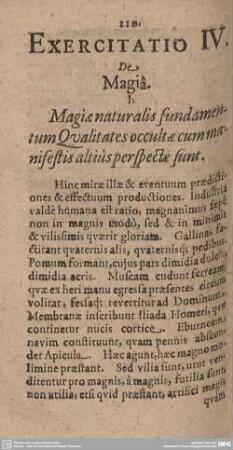 Exercitatio IV. De Magia.