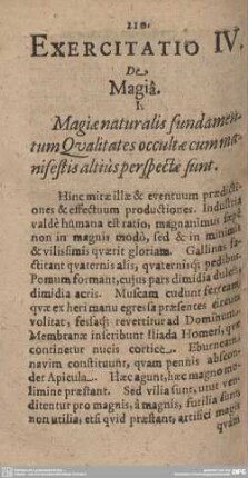 Exercitatio IV. De Magia.