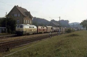 Ellrichshausen Lok 215 065 Lok Baureihe 215 DgBahnsteig Empfangsgebäude