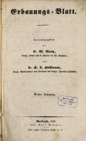 Erbauungsblatt. 3, 3. 1837/38