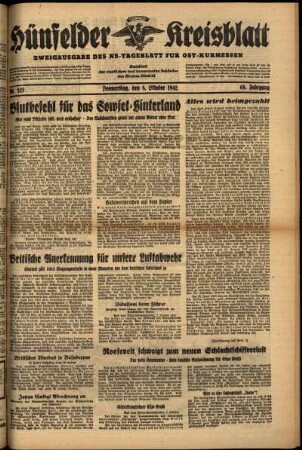 Ausgabe vom Donnerstag, den 08. Oktober 1942.