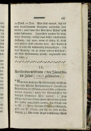 32. Aus London wird vom 17ten Jänner dieses Jahrs (1789) geschrieben:...