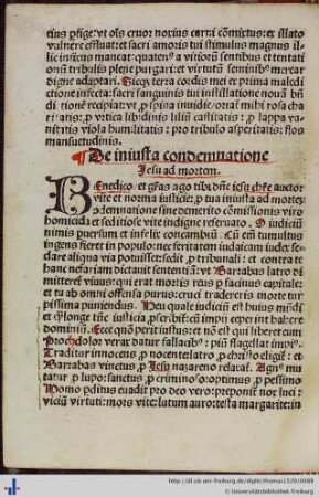 De iniusta condemnatione Jesu ad mortem.