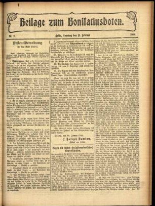Zweite Ausgabe vom Sonntag, den 13. Februar 1910.