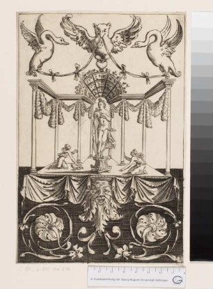 Ornament mit Dianaskulptur in Architektur
