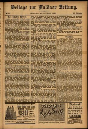 Zweite Ausgabe vom Samstag, den 18. April 1896.