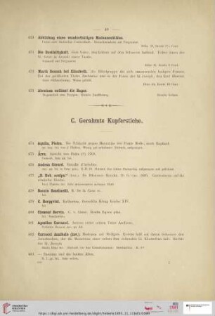 Gerahmte Kupferstiche (Nr. 474 - 527)