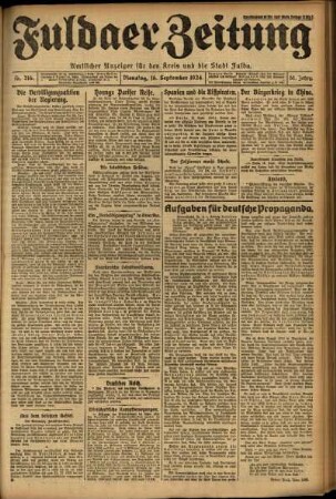 Erste Ausgabe vom Dienstag, den 16. September 1924.