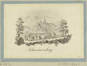 Das Schloss in Schwarzenberg im Erzgebirge, aus nordöstlicher Richtung