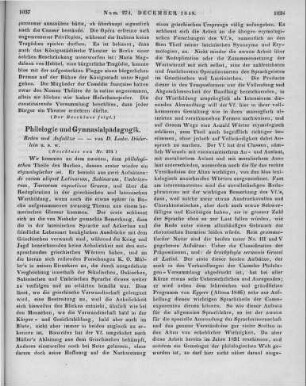 Döderlein, J. L. C. W.: Reden und Aufsätze. Ein Beitrag zur Gymnasialpädagogik und Philologie. g. 2. Erlangen: Enke 1847 (Beschluss von Nr. 273)