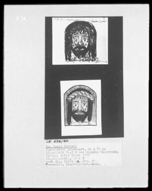 Das Haupt Christi, eingeklebt Blatt 8 recto des Missale Moguntium