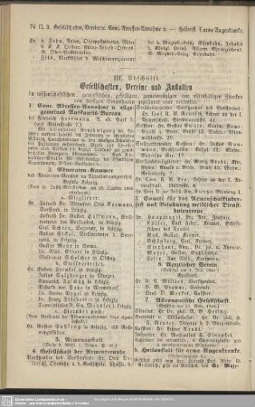 III.Abschnitt. Gesellschaften, Vereine und Anstalten