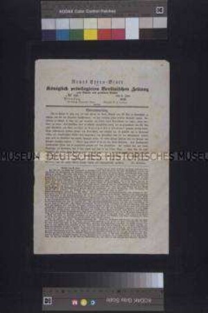 Satirisches Flugblatt: Neues Extrablatt; 6. Juni 1848