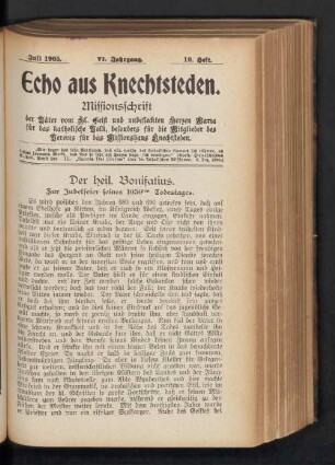 Juli 1905. VI. Jahrgang. 10. Heft