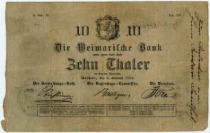 Geldschein, 10 Taler, 4.2.1854