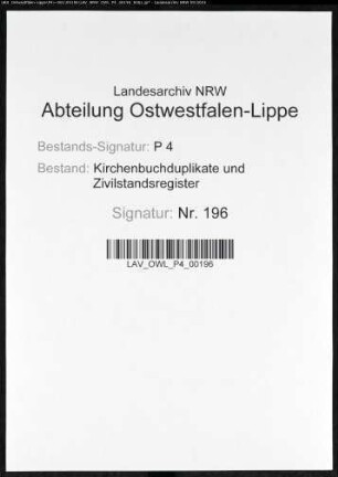 Zivilstandsregister von Lütgendortmund (H 1812). (Gemeinde: Lütgendortmund, Stadt Dortmund)