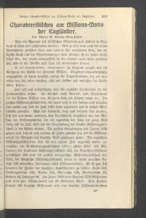 Charakteristisches am Missions-Motiv der Engländer