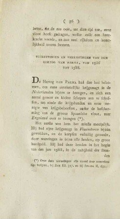 Uitrustingen En Verigtingen Van Den Hertog Van Parma, Van 1586 Tot 1588