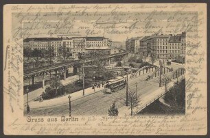 Ansichtskarte "Wassertorbrücke mit elektr. Hochbahn", Wassertorplatz