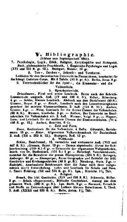 Bibliographie : (Schluss zum Septemberheft 1841)
