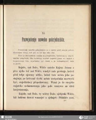 XI. Poswjećenje noweho pohrjebnišća