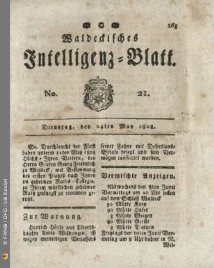 No. 21. Dienstag, den 24ten May 1808