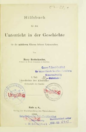 Teil 1: Geschichte des Altertums : (Lehraufgabe der Quarta)