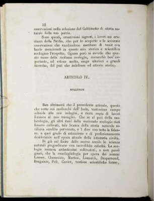 Articolo IV. Molluschi