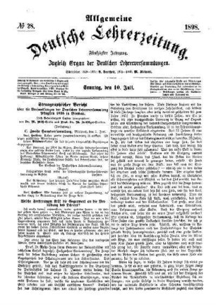 Stenographischer Bericht über die Verhandlungen der Deutschen Lehrerversammlung Pfingsten 1898 in Breslau : (Fortsetzung)