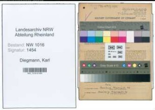 Entnazifizierung Karl Diegmann , geb. 03.07.1907 (Lagerist)