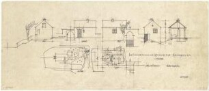 Döllgast, Hans; Bergheim - Neuburg (Bayern); Leichenhaus - Lageplan; Grundriss; Ansichten; Schnitt