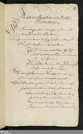 [Pasquille] Auff der Gräffin von Rochlitz Leichenstein.
