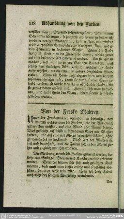 Von der Fresko Malerey