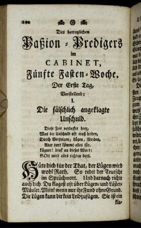 Des beweglichen Paßion-Predigers im Cabinet, Fünfte Fasten-Woche.