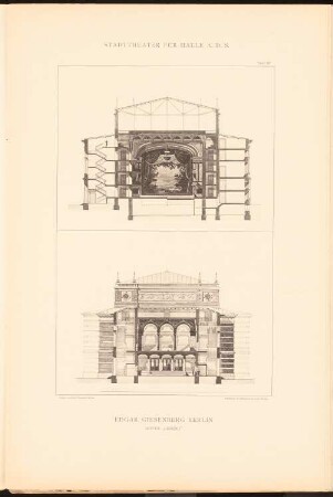 Sammelmappe hervorragender Konkurrenzentwürfe, Stadttheater für Halle/Saale, H. 9, Berlin 1885: Querschnitte