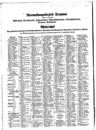 Adlershof, Alt= Glienicke, Johannisthal, Niederschöneweide